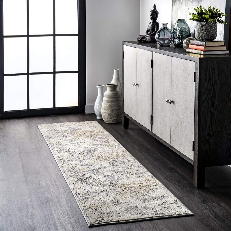 Photo 1 of (READ FULL POST) nuLOOM Chastin Modern Abstract Area Rug - 2x8 Runner Rug Modern/Contemporary Beige/Grey Rugs for Living Room Bedroom Dining Room Entryway Hallway Kitchen
