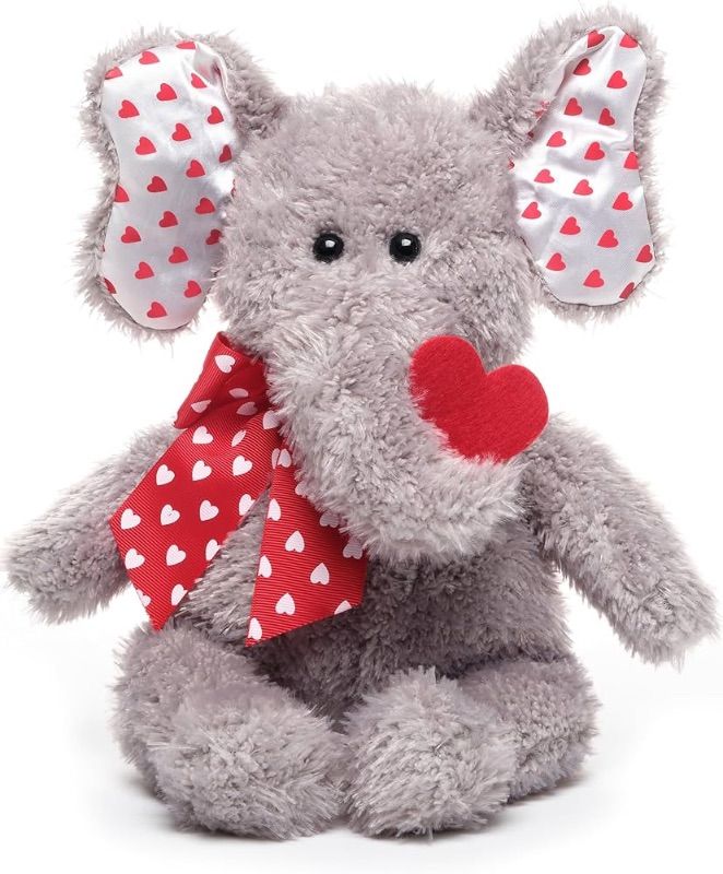 Photo 2 of Bearington Hugh Loves You Valentine's Stuffed Animal for Kids, 13 Inch Elephant Stuffed Animal, Ideal as a Valentine's Day Gift