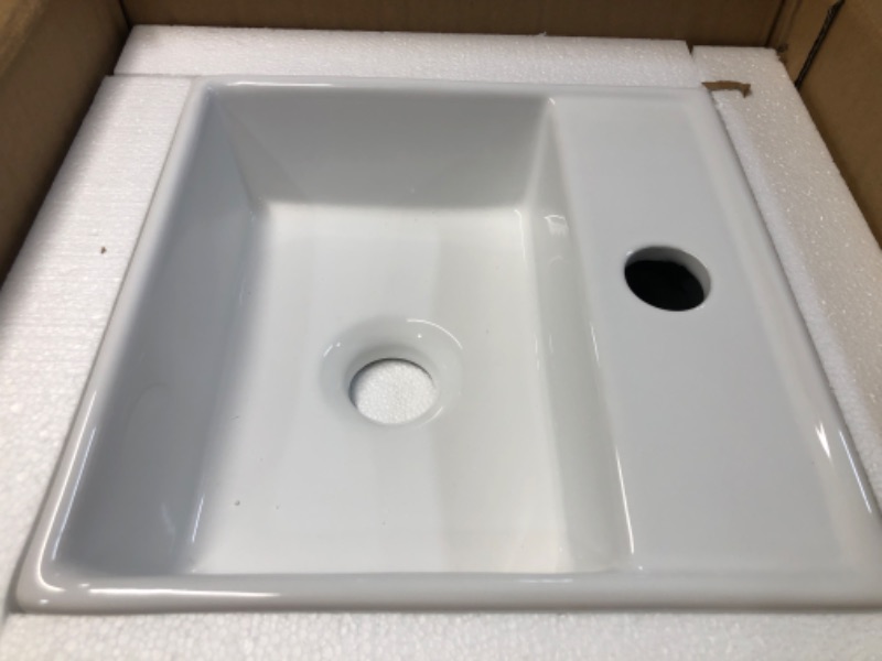 Photo 2 of Friho 11×11×4 inch Small Sinks for Tiny Bathrooms,Countertop Sink,Wall Mount Sink,White Corner Wall Mounted Bathroom Vessel Sink,Mini Rectangle Lavatory Porcelain Ceramic Washing Bathroom Vanity Sink MR234A