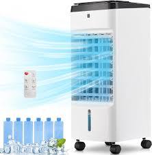 Photo 1 of **NON  REFUNDABLE NO RETURNS SOLD AS IS**PARTS ONLY**
 Uthfy Evaporative Air Cooler, 3 In 1 Swamp Cooler with 6 Ice Packs, Remote, 12H Timer, Portable Evaporative Cooler with 70° Oscillation, 3 Speeds, 3 Modes, Cooling Fan for Bedroom, Living Room, Office