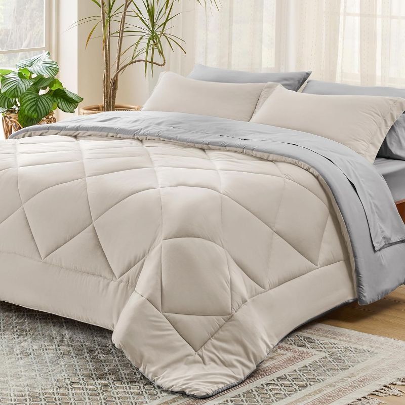 Photo 1 of ***READ NOTES*** INCOMPLETE/ COMFORTER ONLY
Bedsure Beige Full Comforter Set - 7 Pieces Reversible Bed Set Bed in a Bag Full with Comforters, Sheets, Pillowcases & Shams, Full Bedding Sets / STANDARD SIZE