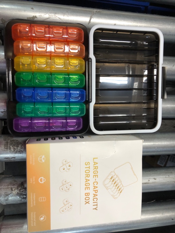 Photo 2 of YUSHAN Travel Pill Organizer 4 Times a Day Weekly, Pill Box Contains 7 Cute Medicine Organizer, Premium Material & BPA-Free Pill Case to Storage Vitamins/Fish Oil/Supplements. "Rainbow" - Standard 4 Times a day [Weekly]