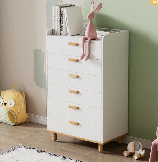 Photo 1 of **HEAVY**  ZNTS Modern Simple Style White Modern Six-Drawer Chest for Bedroom, Kid's Room, Living Room, Nursery Room WF305226AAK
