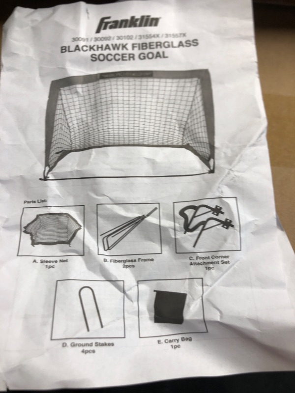 Photo 2 of [FOR PARTS, READ NOTES] NONREFUNDABLE
Franklin Sports Blackhawk Soccer Goal - Pop Up Nets - Foldable Indoor + Outdoor - 4' x 3' - Yellow
