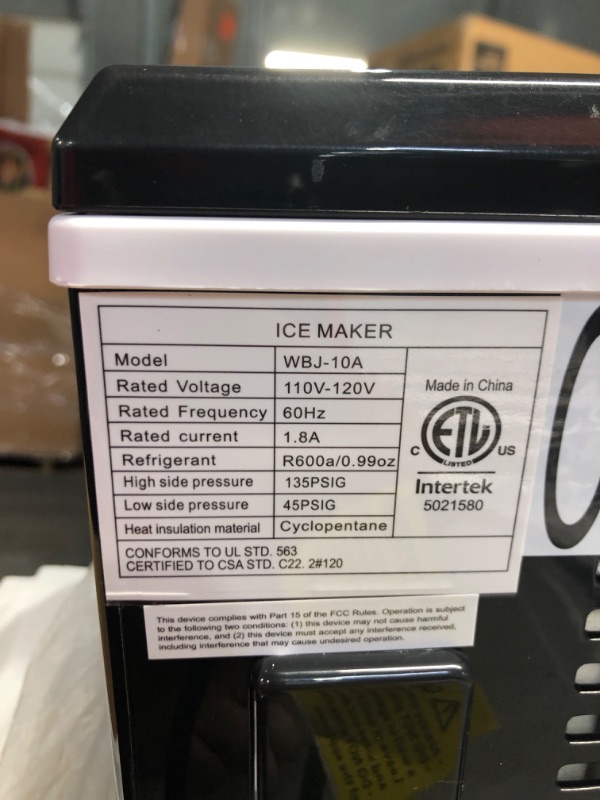 Photo 4 of **USED, UNKNOWN IF FUNCTIONAL UNTESTED** Magshion Ice Maker Countertop, Portable Ice Machine with Handle, 8 Ice Cubes Ready in 8 Mins, 26lbs in 24Hrs, Ice Cube Maker with Ice Scoop/Basket for Home Kitchen Office Party RV, Black
