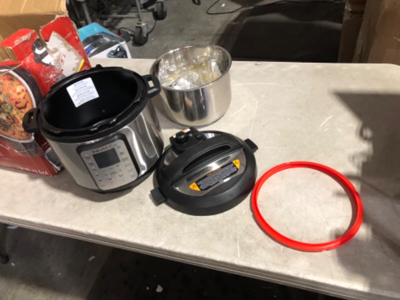 Photo 1 of ***DAMAGED - DENTED - SEE PICTURES - UNABLE TO TEST - LIKELY MISSING PARTS***
Instant Pot Duo Plus 9-in-1 Electric Pressure Cooker,  Stainless Steel, 6 Quart Slow Cooker, Rice Cooker, Steamer, Sauté, Yogurt Maker, Warmer & Sterilizer, Includes App With Ov