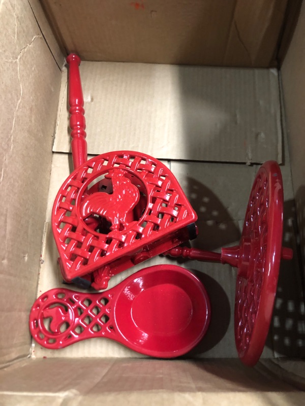 Photo 2 of ***USED - LIKELY MISSING PARTS - UNABLE TO VERIFY FUNCTIONALITY***
Cast Iron Kitchen Pantry Ware Bundle (3-Piece Set) Red | Includes Paper Towel Holder, Spoon Holder, Napkin Holder | Farmhouse Collection | by Home Basics