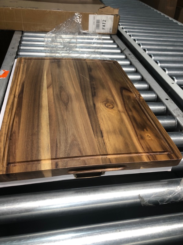 Photo 3 of **DAMAGED READ NOTES**Extra Large Wood Cutting Boards, 20 x 15 Inch Acacia Wooden Cutting Board for Kitchen,Winnsty Wood Chopping Board with Juice Groove and Handles Heavy Duty Charcuterie Board (X-Large)