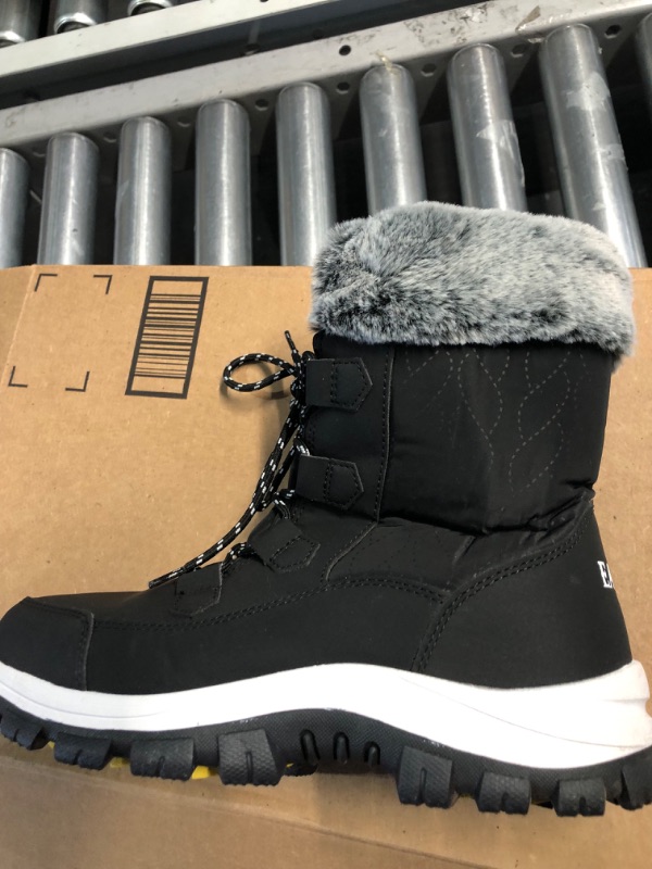 Photo 2 of EARLDE Women’s Snow Boot With Waterproof Lace Up Mid-Calf Outdoor Winter Deep Tread Rubber Sole size 9 wide