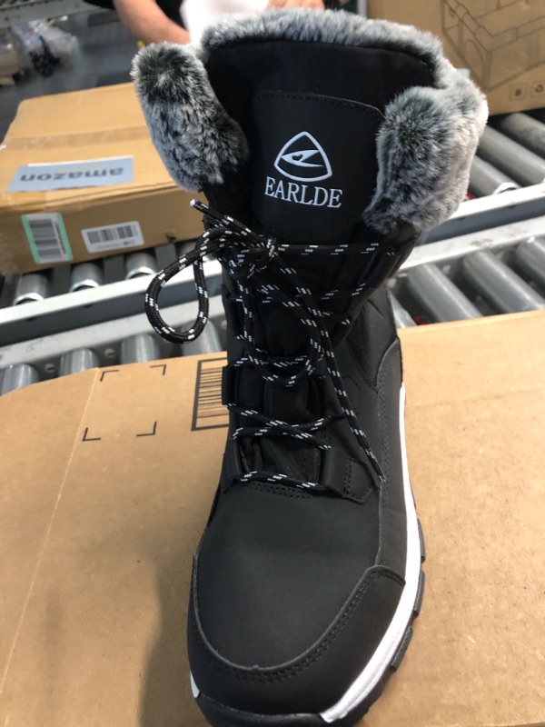 Photo 5 of EARLDE Women’s Snow Boot With Waterproof Lace Up Mid-Calf Outdoor Winter Deep Tread Rubber Sole size 9 wide