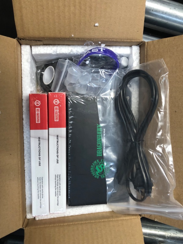 Photo 1 of DRAGONHAWK Complete Tattoo Pen Kit Rotary Atom M1 Machine Power Supply 20Pcs Cartridges Needles Foot Pedal