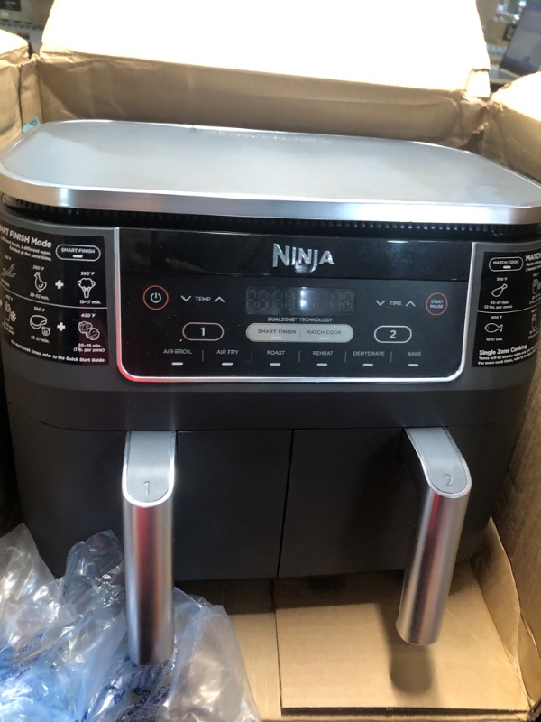 Photo 2 of (NON-REFUNDABLE) Ninja DZ201 Foodi 8 Quart 6-in-1 DualZone 2-Basket Air Fryer with 2 Independent Frying Baskets, 