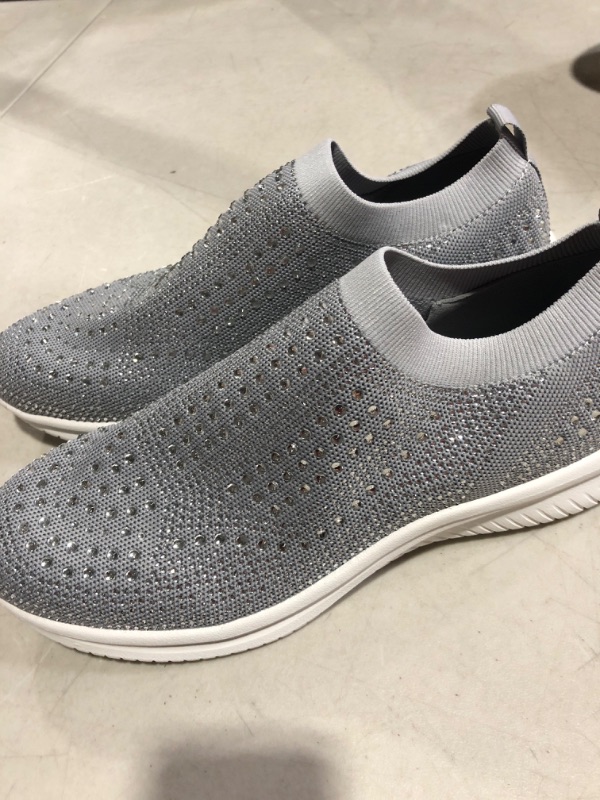 Photo 3 of (women's 11) BELOS Women's Rhinestone Mesh Slip On Walking Shoes Fashion Breathable Spakle Glitter Sneaker