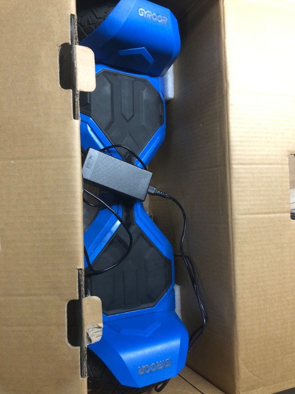 Photo 3 of (Powers On Unable to Test) Gyroor Warrior 8.5 inch All Terrain Off Road Hoverboard with Bluetooth Speakers and LED Lights, UL2272 Certified Self Balancing Scooter 2-blue