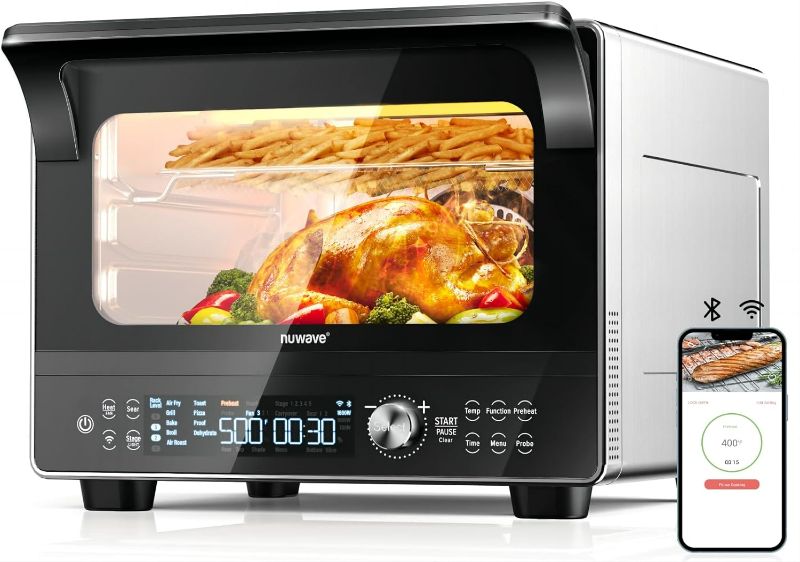 Photo 1 of ***USED - DIRTY - POWERS ON - UNABLE TO TEST FURTHER***
Nuwave TODD ENGLISH iQ360 Digital Smart Oven, 20-in-1 Convection Infrared Grill Griddle Combo, 34-Qt Mega Capacity, 1800 Watts, Adjustable Triple Surround Heat Zones, Smart Thermometer, WIFI Enabled