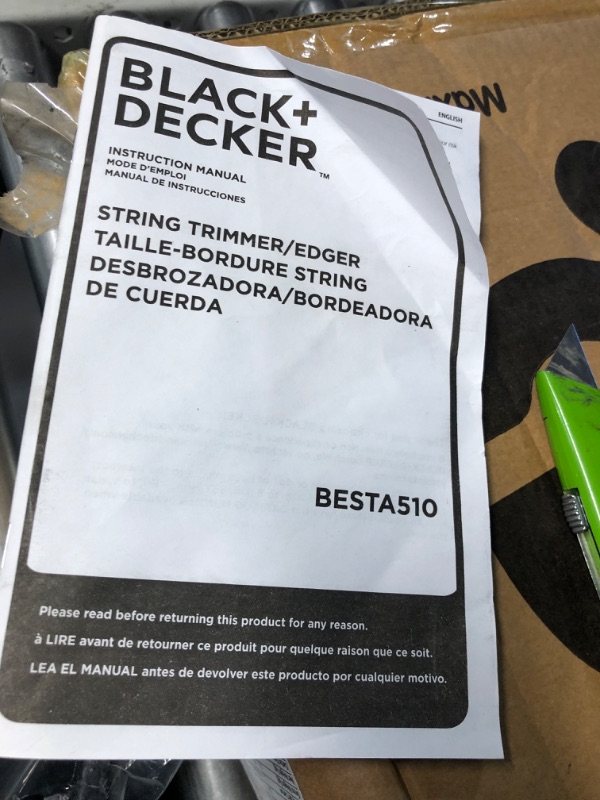 Photo 2 of **MISSING POWER CORD TO MACHINE** MBLACK+DECKER String Trimmer with Auto Feed, Electric, 6.5-Amp, 14-Inch (BESTA510)