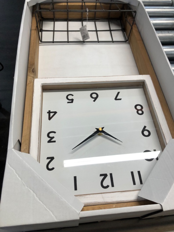 Photo 2 of ***USED - LIKELY MISSING PARTS - UNABLE TO VERIFY FUNCTIONALITY***
Deco 79 Farmhouse Wood Rectangle Wall Clock, 12" x 4" x 24", Brown 12"L x 4"W x 24"H Brown