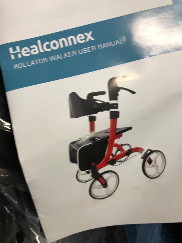 Photo 5 of Healconnex Rollator Walkers for Seniors-Folding Rollator Walker with Seat and Four 10inch Wheels-