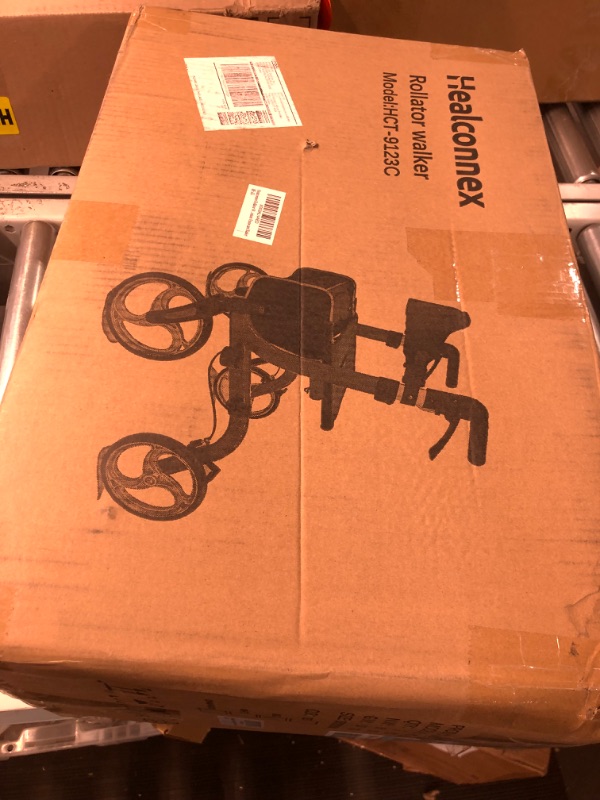 Photo 4 of Healconnex Rollator Walkers for Seniors-Folding Rollator Walker with Seat and Four 10inch Wheels-