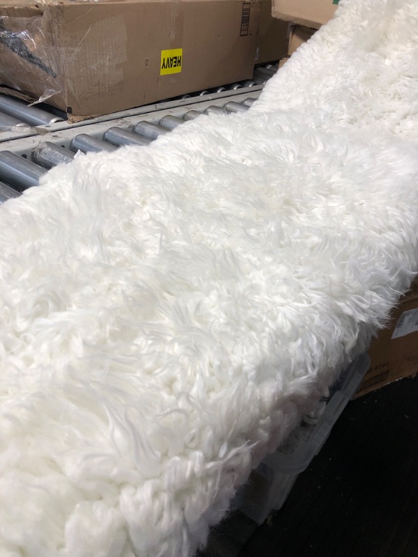 Photo 3 of **ITEM IS SIMILAR TO STOCK PHOTO** SEE PICS**Faux Fur Rug for Bedroom, Fluffy Runner Rugs Soft Sheepskin Rug Sofa Couch Seat Cushion, 2x6ft White Plush Area Rug 
