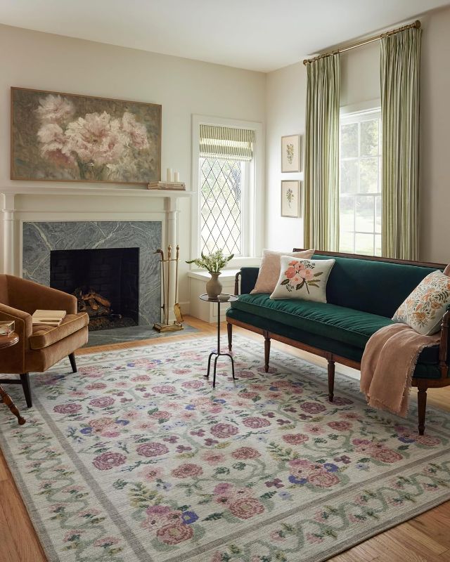 Photo 1 of (Similar to Stock Photo) Loloi Rifle Paper Co. Rosa Collection Rosa RSA-01 Ivory 7'-6" x 9'-6" Area Rug