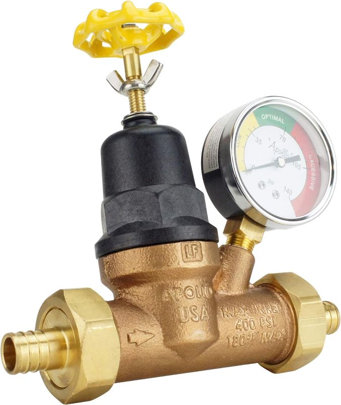 Photo 1 of 1/2 in. FNPT x 3/4 in. MNPT Lead Free Bronze Pressure Reducing Valve with Gauge
