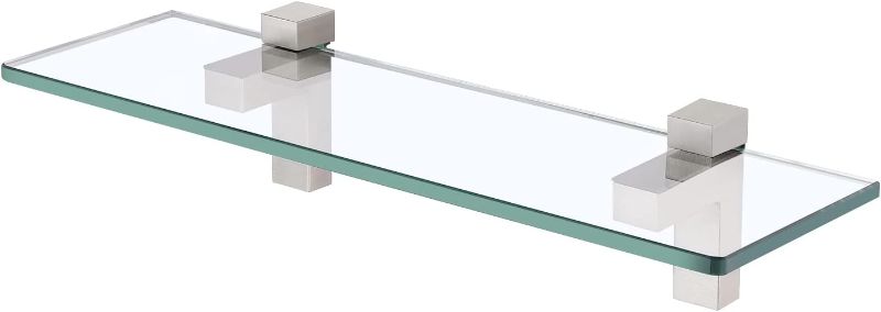 Photo 1 of KES Bathroom Shelf, Tempered Glass Shelf 14 Inch 8MM-Thick Wall Mount Rectangular, Brushed Nickel Bracket, BGS3201S35-2 Brushed Finish 