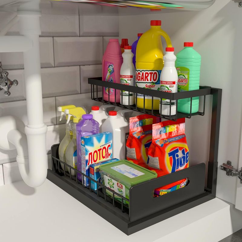 Photo 1 of Under Sink Organizers and Storage, 2-Tier Bathroom Kitchen Cabinet Organizers and Storage,Pull Out Under Sink Storage 