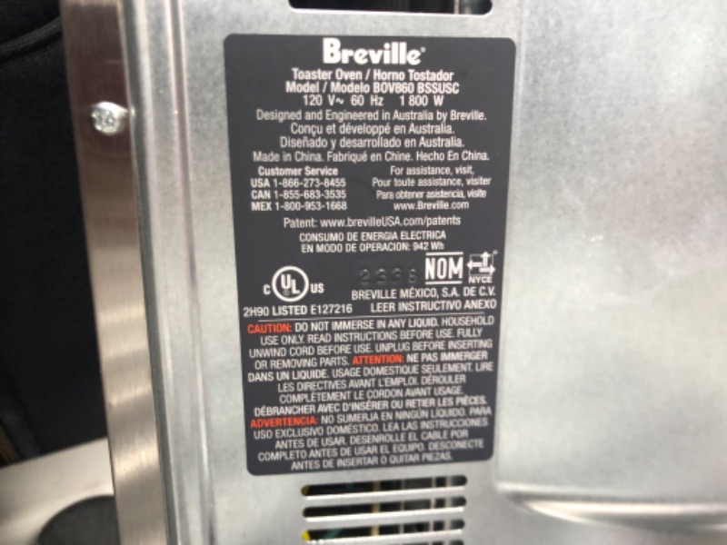 Photo 3 of ***DAMAGED - UNTESTED - SEE COMMENTS***
Breville Smart Oven Air Fryer Toaster Oven, Brushed Stainless Steel, BOV860BSS