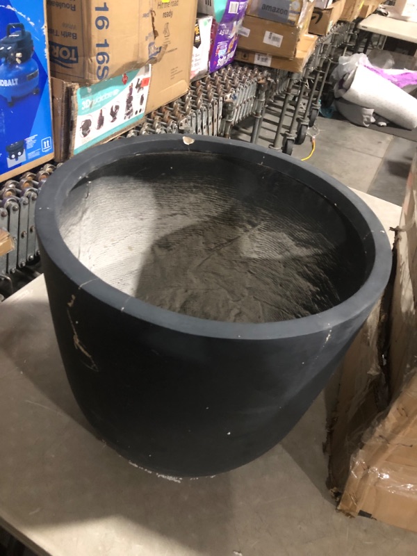 Photo 7 of ***NONREFUNDABLE - NOT FUNCTIONAL - FOR PARTS ONLY - SEE COMMENTS***
Round Charcoal Finish Concrete Modern Planter, 20" Diameter, 18.5" Depth