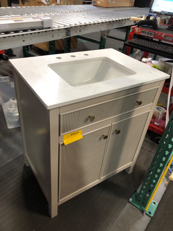 Photo 6 of [READ NOTES]
KOHLER 33536-ASB-0 Hearthaven 30" Bathroom Vanity Cabinet with Sink and Quartz Top, Bathroom Sink with 8" Widespread Faucet Holes, White 30 Inch Vanity White