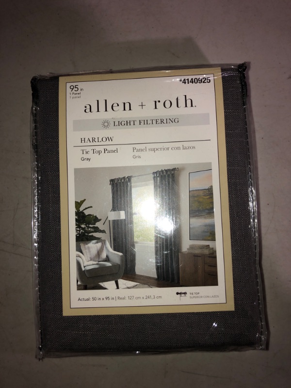 Photo 2 of (READ FULL POST) allen + roth 95-in Grey Light Filtering Tie Top Single Curtain Pane