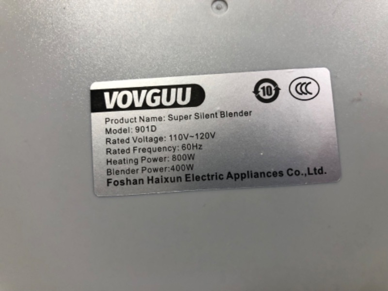 Photo 4 of ***USED - NO INSTRUCTIONS - POWERS ON - UNABLE TO TEST FURTHER***
VOVGUU Quiet Blender Commercial Low noise Soundproof Heat Milk, Soup, Quiet Smoothie Blender 48oz./1.5L Self-Cleaning