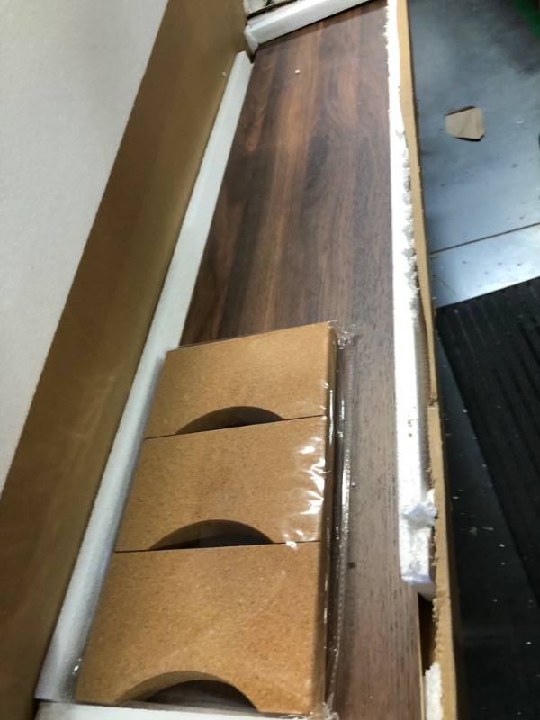 Photo 1 of Aothia Large Dual Monitor Stand Riser, Solid Wood Desk Shelf with Eco Cork Legs for Laptop Computer/TV/PC/Printers, Perfect Desktop Stands Organizer with Underneath Storage for Office Accessories Dual Black Walnut