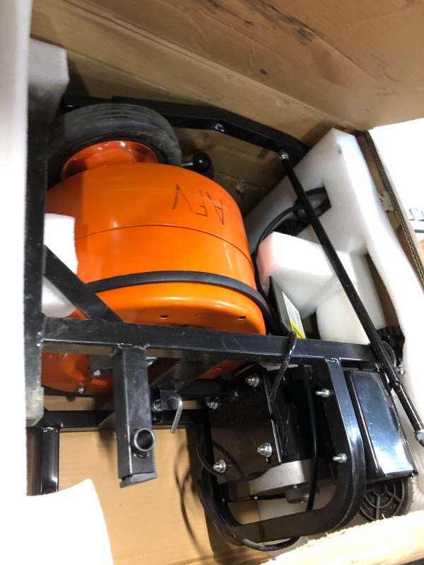 Photo 4 of ***USED - LIKELY MISSING PARTS - UNABLE TO VERIFY FUNCTIONALITY***
VEVOR Drain Cleaner Machine 100 FT x 1/2 Inch, Sewer Auger Auto Feed with 4 Cutter & Air-activated Foot Switch for 1" to 4" Pipes, Orange, Black Orange, Black 100Ft x 1/2Inch