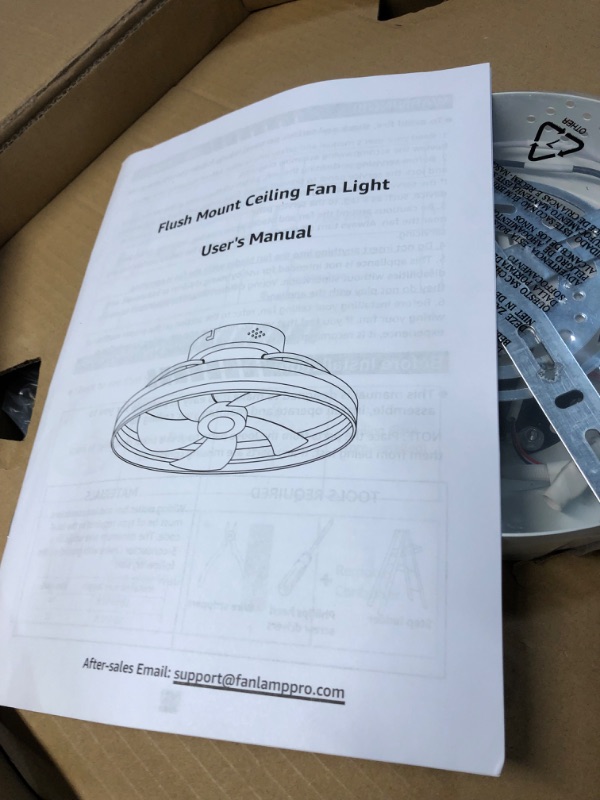 Photo 1 of LEDIARY Low Profile Ceiling Fans with Lights, Flush Mount Modern Ceiling Fan and Remote Control, 19.7" LED Bladeless Ceiling Fans, Stepless Dimmable 3 Colors and 6 Speeds - White