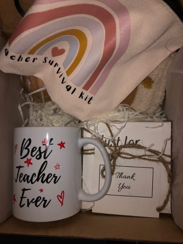 Photo 2 of (READ FULL POST) BECTA DESIGN Teacher Gifts for Women, Appreciation gift box for Graduation, Teacher, Christmas Gifts, Thank You Gift With Accessory Bag, Socks, Mug, Bath Bombs, Greetings Card, Handmade Sign