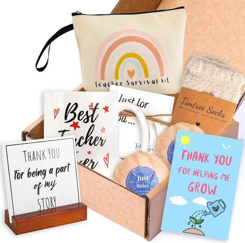 Photo 1 of (READ FULL POST) BECTA DESIGN Teacher Gifts for Women, Appreciation gift box for Graduation, Teacher, Christmas Gifts, Thank You Gift With Accessory Bag, Socks, Mug, Bath Bombs, Greetings Card, Handmade Sign