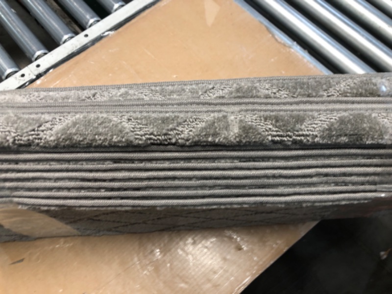Photo 1 of MBIGM Bullnose Non-Slip Stair Treads with Reusable Adhesive (14 Pack) 9.5" x 30" Wooden Steps Protection -TPU Backing with Steel Reinforcement - Anti-Slip Solution - Diamond, Dark Grey 9.5" x 30" Dark Grey - Diamond 14