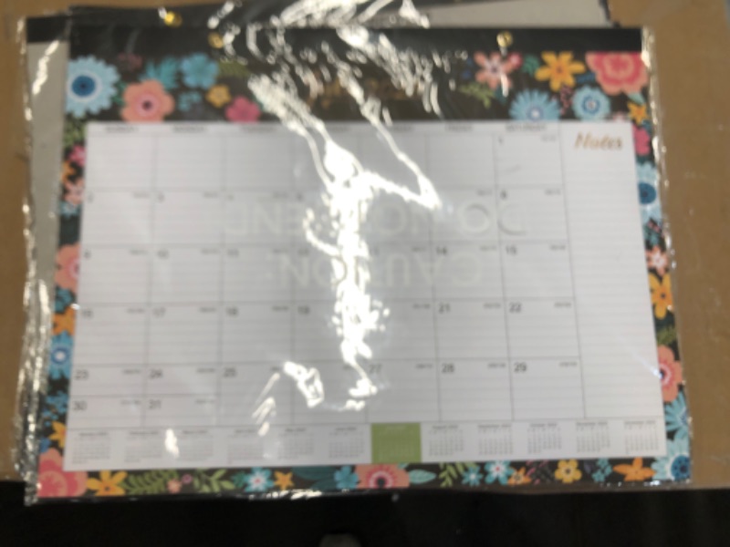 Photo 2 of 2023-2024 Desk Calendar 2 Hanging Hooks - Black Floral Large:22"x17"