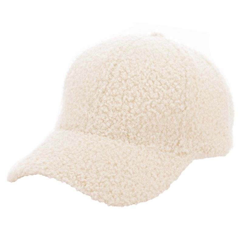 Photo 1 of  Winter-Warm Baseball-Hat for Womens Faux-Lamb-Wool Adjustable Baseball Cap Medium Beige