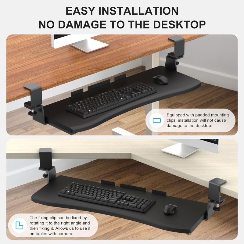 Photo 1 of LETIANPAI Keyboard Tray Under Desk,Pull Out Keyboard & Mouse Tray with Heavy-Duty C Clamp Mount,27(32 Including Clamps) x11.8 in Slide Out Platform Computer Drawer,Suitable for Office (Wood 27 inch)
Visit the LETIANPAI Store