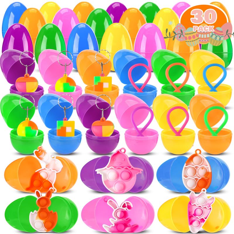 Photo 1 of 30Pack Easter Eggs Fillers, Prefilled Easter Eggs with Small Toys Inside, Bulk Assorted Toys for Easter