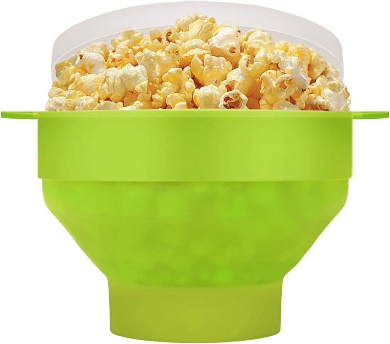 Photo 1 of **BUNDLE OF 2 (NON REFUNDABLE)**
Flexzion Silicone Microwave Popcorn Popper with Lid and Handle For Movie Nights, Green