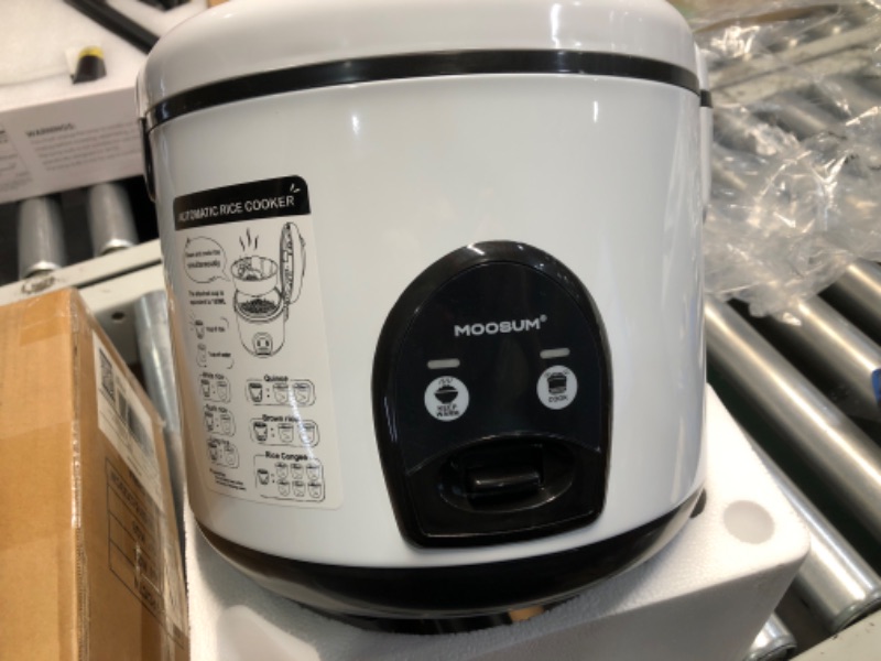 Photo 1 of MOOSUM Electric Rice Cooker with One Touch for Asian Japanese Sushi Rice, 10-cup Uncooked, Fast&Convenient Cooker with Steamer, Removable Inner Cover and Auto Warmer, White White 10-cup Uncooked/20-cup cooked