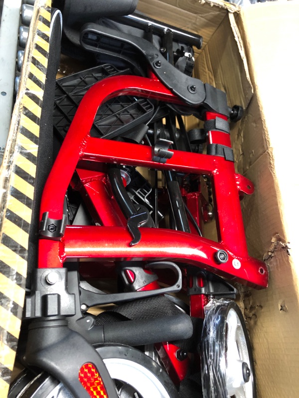 Photo 1 of **SIGNS OF LIGHT USE (SEE PHOTOS FOR REF)**
ELENKER 2 in 1 Rollator Walker & Transport Chair for Seniors, Folding Rolling Walker Wheelchair Combo with Wide Seat and Shock Absorber, Red