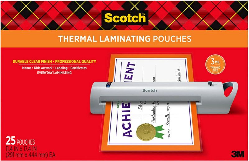 Photo 1 of Scotch Thermal Laminating Pouches, Legal Size 11 x 17 Inches, 25 Pack Laminating Sheets