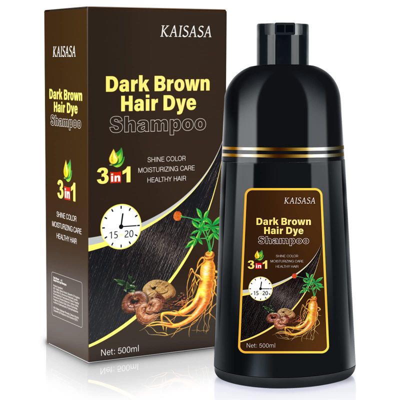 Photo 1 of KAISASA Dark Brown Hair Dye Shampoo for Gray Hair, Hair Color Shampoo for Women&Men, (16.9 FL OZ)