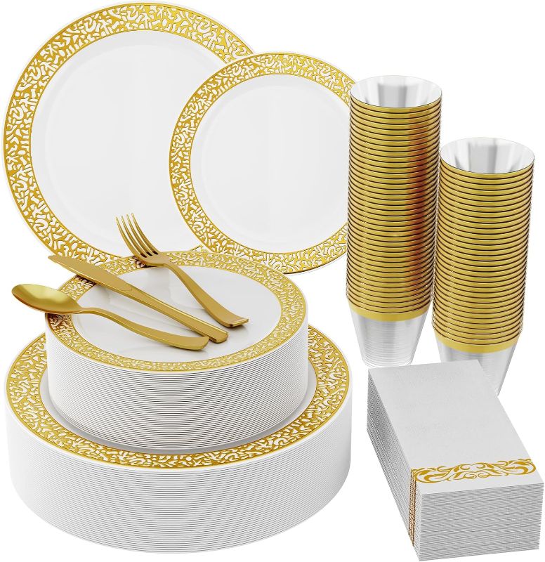 Photo 1 of **General post and photo for reference**
gold dinnerware set 