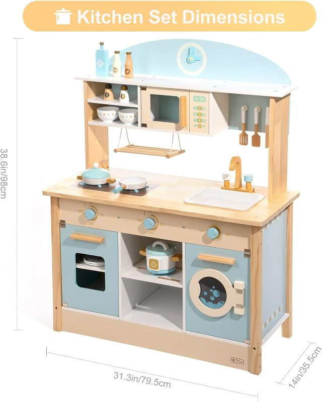 Photo 3 of (NON-REFUNDABLE) ROBUD Wooden Play Kitchen Set for Kids Toddlers, Toy Kitchen Gift for Boys Girls, Age 3+